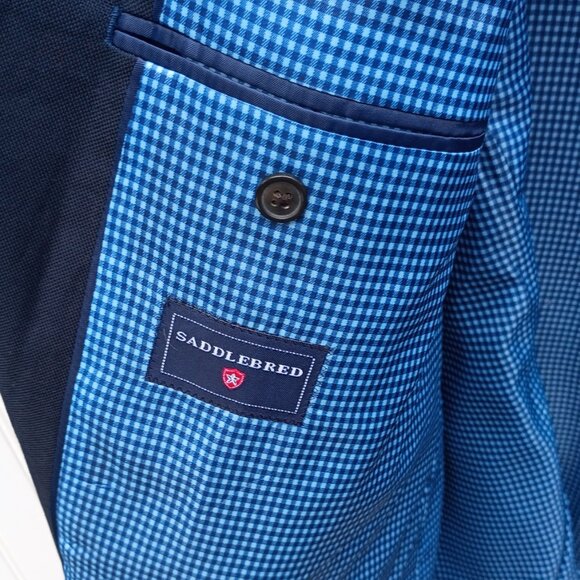 SADDLEBRED Jacket Mens 56R Navy Blue Blazer Cotton Sport Coat Classic Fit - Picture 3 of 13